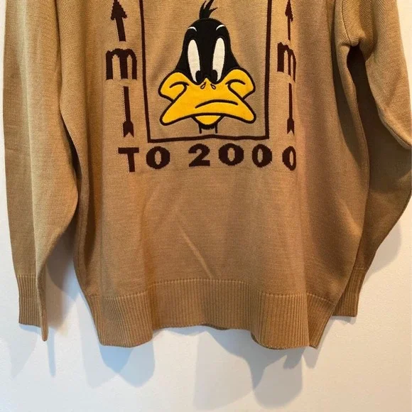 VTG JC De Castlebajac Sweater Mens M Tan Daffy Duck Altitutde To 2000 Italy M